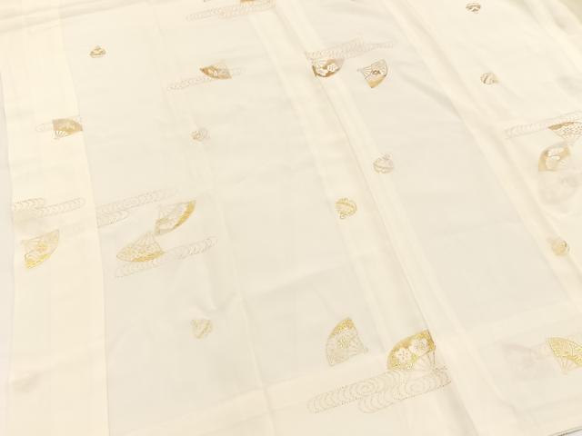 平和屋着物■長襦袢　無双仕立て　松竹梅扇面文　金彩　正絹　逸品　BAAX3590yc