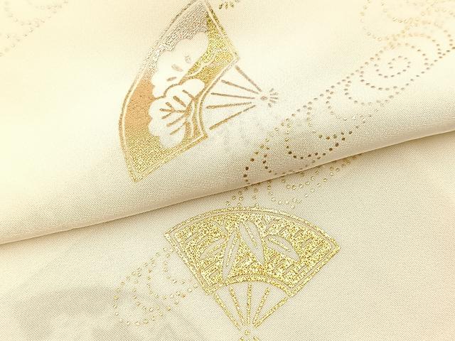 平和屋着物■長襦袢　無双仕立て　松竹梅扇面文　金彩　正絹　逸品　BAAX3590yc