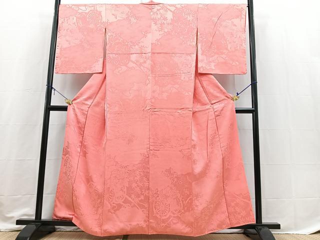 平和屋着物■上質な色無地　花車地紋　真朱色　正絹　逸品　BAAX3591yc