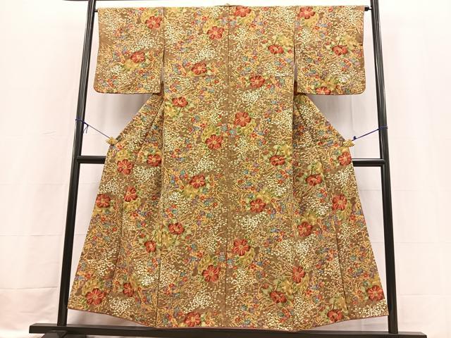 平和屋着物■上質な小紋　草花文　金彩　正絹　逸品　BAAX3593yc