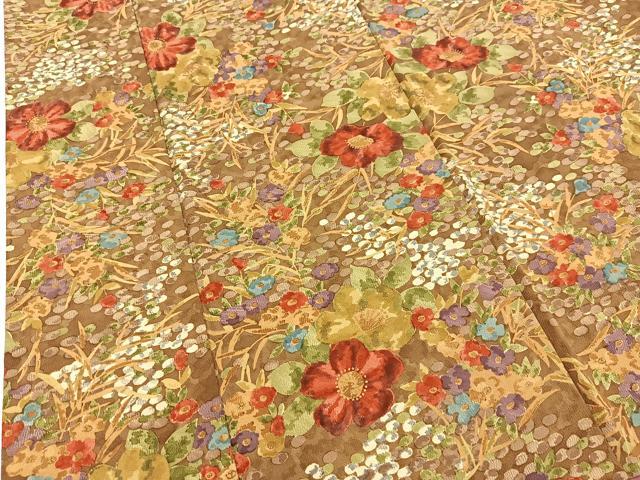 平和屋着物■上質な小紋　草花文　金彩　正絹　逸品　BAAX3593yc