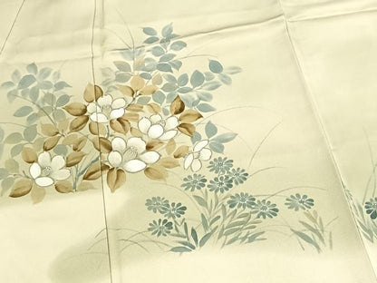 平和屋着物■訪問着　手描き　草花文　暈し染め　正絹　逸品　BAAX3599yc