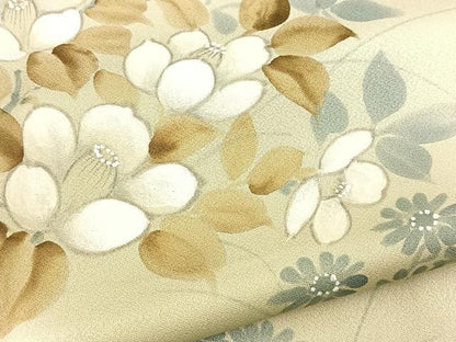 平和屋着物■訪問着　手描き　草花文　暈し染め　正絹　逸品　BAAX3599yc