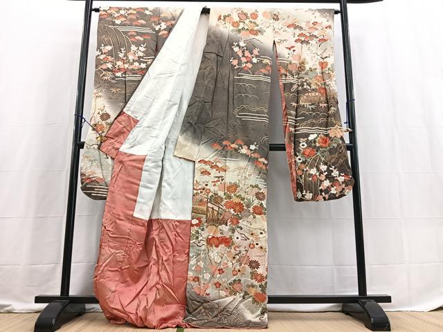 平和屋着物■豪華振袖　駒刺繍　松竹梅　風景文　暈し染め　金彩　正絹　逸品　BAAX3607yc