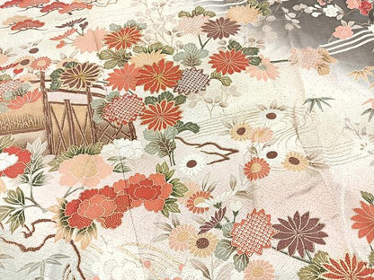 平和屋着物■豪華振袖　駒刺繍　松竹梅　風景文　暈し染め　金彩　正絹　逸品　BAAX3607yc