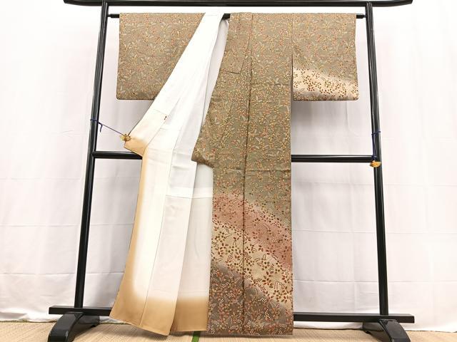 平和屋着物■訪問着　草花文　暈し染め　金彩　三越扱い　正絹　逸品　BAAX3609yc