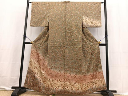 平和屋着物■訪問着　草花文　暈し染め　金彩　三越扱い　正絹　逸品　BAAX3609yc