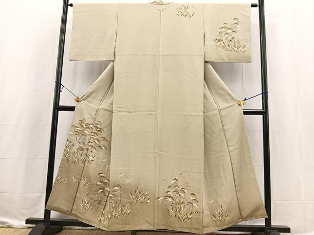 平和屋着物■訪問着　飛鳥浜松文　暈し染め　金彩　正絹　逸品　BAAX3619yc