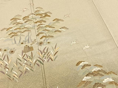平和屋着物■訪問着　飛鳥浜松文　暈し染め　金彩　正絹　逸品　BAAX3619yc