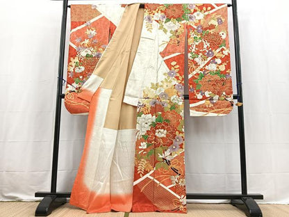 平和屋着物■豪華振袖　駒刺繍　切嵌花文　金彩　正絹　逸品　BAAX3621yc
