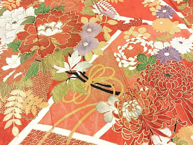 平和屋着物■豪華振袖　駒刺繍　切嵌花文　金彩　正絹　逸品　BAAX3621yc