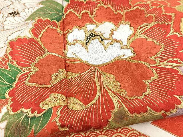 平和屋着物■豪華振袖　駒刺繍　切嵌花文　金彩　正絹　逸品　BAAX3621yc