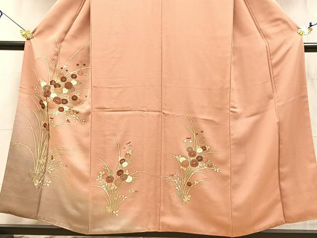 平和屋着物■訪問着　刺繍　菊花文　暈し染め　金彩　正絹　逸品　BAAX3623yc