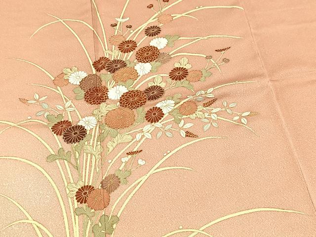 平和屋着物■訪問着　刺繍　菊花文　暈し染め　金彩　正絹　逸品　BAAX3623yc