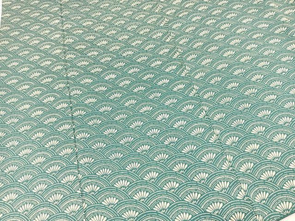平和屋着物■上質な小紋　型染め　花青海波文　正絹　逸品　BAAX3624yc