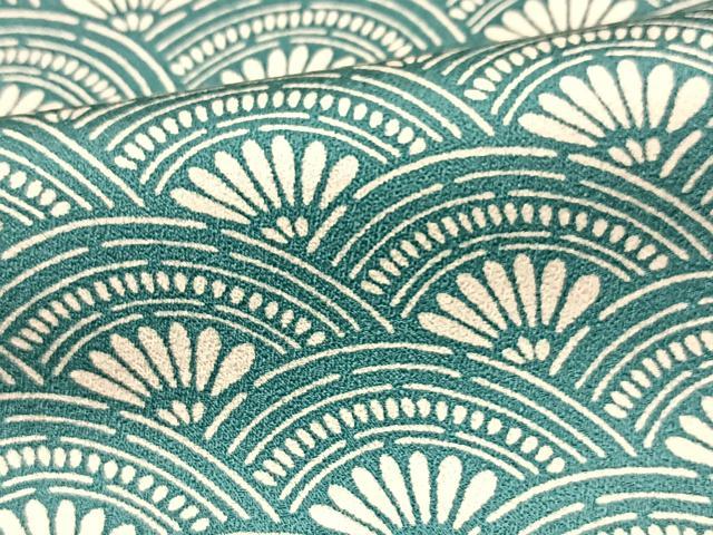 平和屋着物■上質な小紋　型染め　花青海波文　正絹　逸品　BAAX3624yc