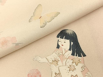 平和屋着物■訪問着　童子遊び花蝶文　暈し染め　正絹　逸品　BAAX3625yc