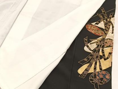 平和屋着物■豪華黒留袖　駒刺繍　小槌束ね熨斗花文　金彩　正絹　逸品　BAAX3626yc