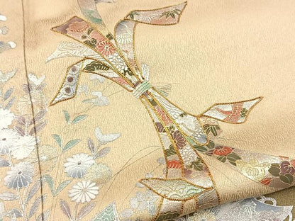 平和屋着物■訪問着　駒刺繍　束ね熨斗花文　暈し染め　金銀彩　正絹　逸品　BAAX3629yc