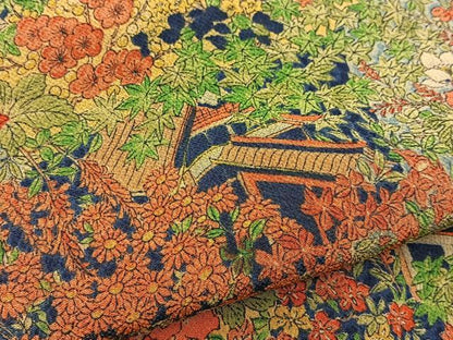 平和屋着物■上質な小紋　風景花文　鬼しぼ縮緬　正絹　逸品　未使用　BAAX3630yc