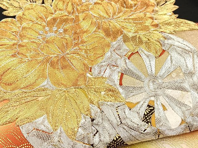 平和屋着物■豪華黒留袖　駒刺繍　雪輪花車文　金彩　松坂屋扱い　正絹　逸品　BAAX3636yc