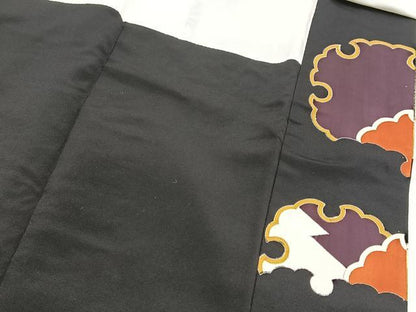 平和屋着物■豪華黒留袖　駒刺繍　雪輪花車文　金彩　松坂屋扱い　正絹　逸品　BAAX3636yc