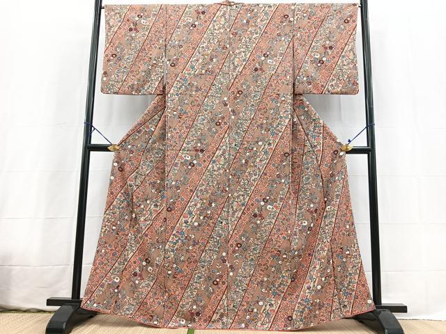 平和屋着物■小紋　風景花丸文　洗える着物　BAAX3637yc