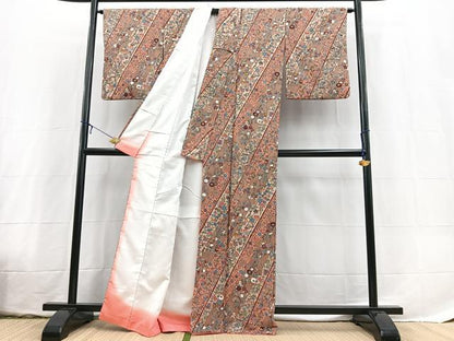 平和屋着物■小紋　風景花丸文　洗える着物　BAAX3637yc