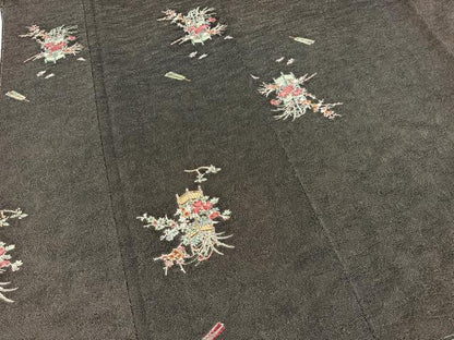 平和屋着物■上質な小紋　飾花文　黒地　正絹　逸品　未使用　BAAX3640yc