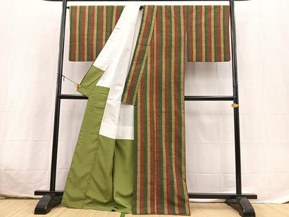 平和屋着物■上質な紬　縞　正絹　逸品　BAAX3642yc
