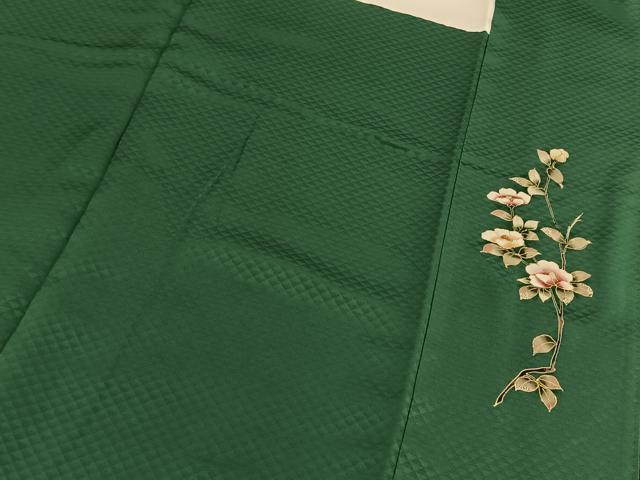 平和屋着物●上質な色無地　木賊色　正絹　逸品　BAAX3646yc