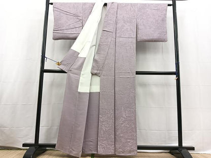 平和屋着物■上質な色無地　平安人物風景地紋　鳩羽色　さが美扱い　正絹　逸品　BAAX3647yc