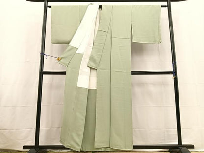 平和屋着物■上質な色無地　青磁鼠色　正絹　逸品　BAAX3648yc