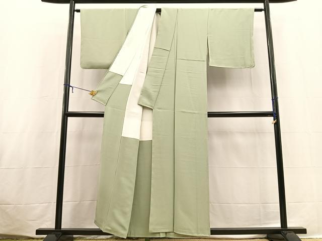 平和屋着物■上質な色無地　青磁鼠色　正絹　逸品　BAAX3648yc
