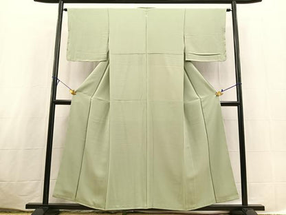 平和屋着物■上質な色無地　青磁鼠色　正絹　逸品　BAAX3648yc