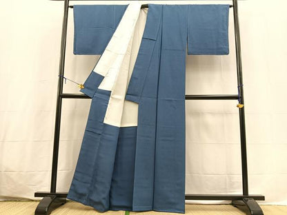 平和屋着物●上質な色無地　青藍色　正絹　逸品　未使用　BAAX3650yc