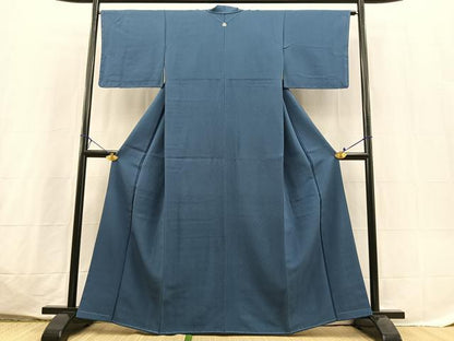 平和屋着物●上質な色無地　青藍色　正絹　逸品　未使用　BAAX3650yc