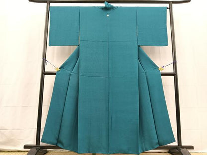 平和屋着物■上質な色無地　石畳地紋　納戸色　正絹　逸品　BAAX3652yc