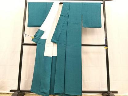 平和屋着物■上質な色無地　石畳地紋　納戸色　正絹　逸品　BAAX3652yc