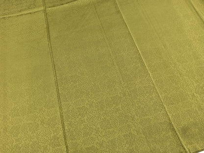 平和屋着物■上質な色無地　草花地紋　海松色　正絹　逸品　BAAX3654yc