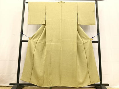 平和屋着物■上質な色無地　草花地紋　柳茶色　正絹　逸品　BAAX3657yc