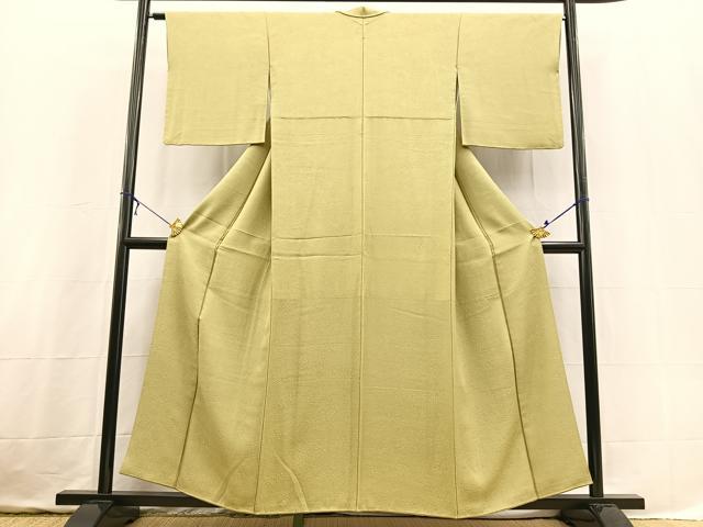 平和屋着物■上質な色無地　草花地紋　柳茶色　正絹　逸品　BAAX3657yc