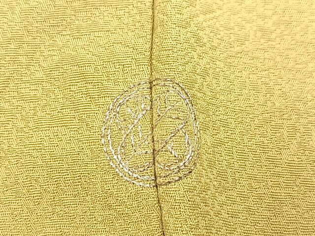 平和屋着物■上質な色無地　草花地紋　柳茶色　正絹　逸品　BAAX3657yc