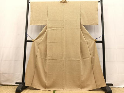 平和屋着物●本加賀友禅作家　成竹登茂男監修　色無地　梅染　霞地紋　榛色　反端付き　正絹　逸品　BAAX3661yc