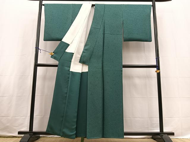 平和屋着物●上質な色無地　松竹梅地紋　鉄色　正絹　逸品　BAAX3664yc
