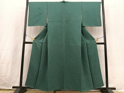 平和屋着物●上質な色無地　松竹梅地紋　鉄色　正絹　逸品　BAAX3664yc