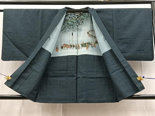 平和屋着物■男性　紬　100亀甲　総詰め　アンサンブル　正絹　逸品　BAAX3669yc