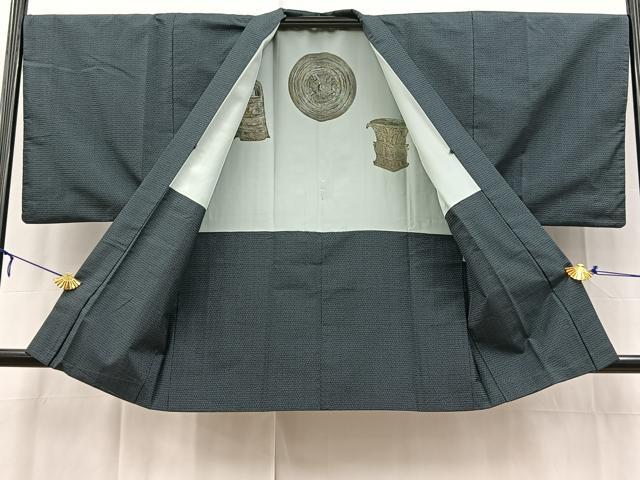 平和屋着物■男性　本場大島紬　アンサンブル　長羽織　80亀甲　総詰め　正絹　逸品　BAAX3671yc