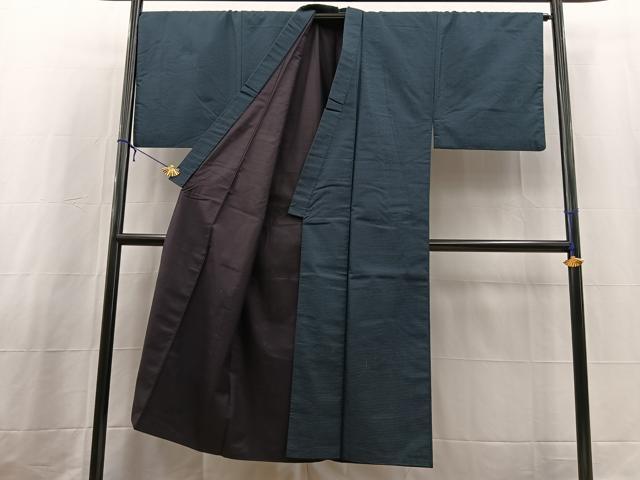 平和屋着物●男性　紬　アンサンブル　長羽織　80亀甲　総詰め　正絹　逸品　BAAX3672yc