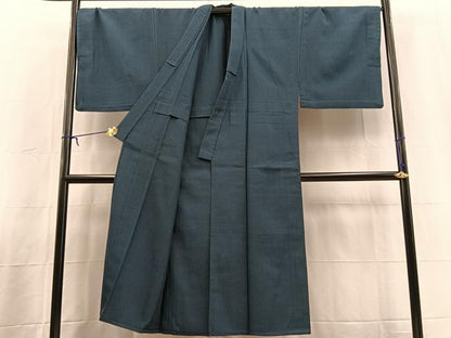 平和屋着物●男性　紬　単衣　アンサンブル　長襦袢(袷)セット　長羽織　幾何学文様　正絹　逸品　BAAX3674yc